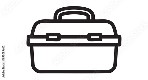 Simple illustration of a lunchbox with a handle on a plain background from a front viewpoint