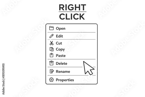 Right click menu with common options for file management
