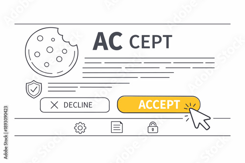 Cookie consent interface: accept or decline options in web design