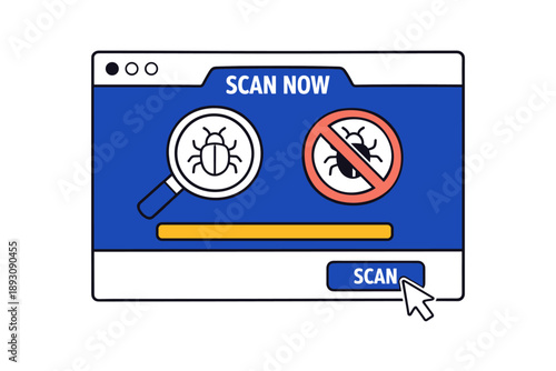 Antivirus software scanning: detect and remove malware, virus protection alert