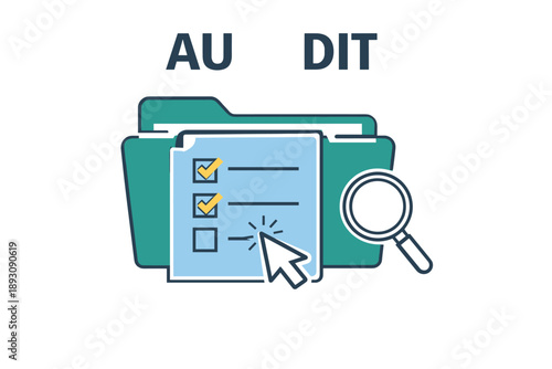 Audit process icon with checklist and magnifying glass