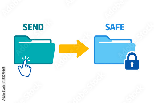 Secure file transfer: send to safe encrypted folder system icon