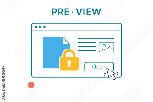 Secure document access interface with clickable open button