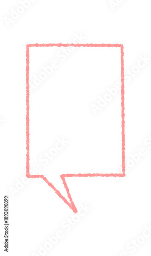 Chalk outline speech box rectangle balloon icon in pink with talk and chat textbox. Talk message, chat balloon, and speech box form a clean outline rectangle for message or quote in communication