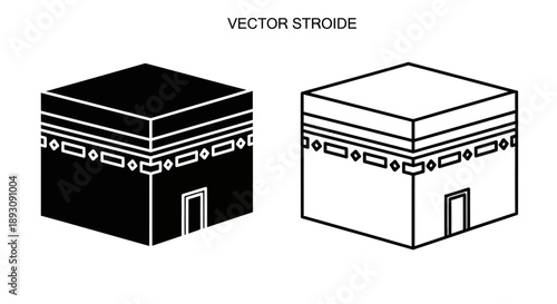 Kaaba icon islamic symbol vector illustration Vector