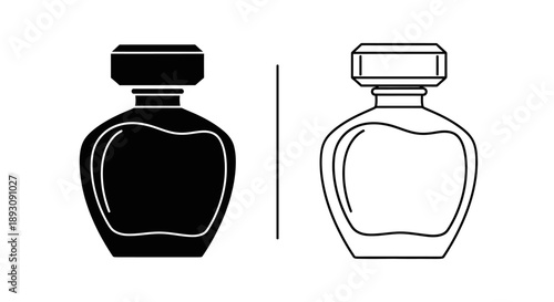 Black and white perfume bottle illustration Vector