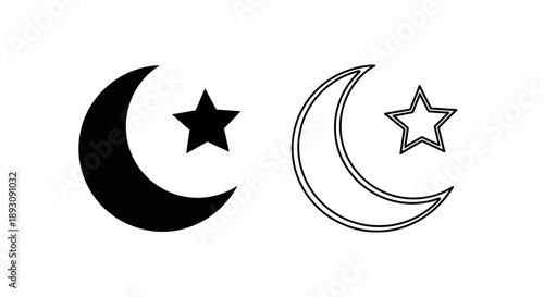 Moon star symbol islamic tattoo design Vector