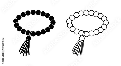 Black beaded bracelet tassel spiritual jewelry Vector