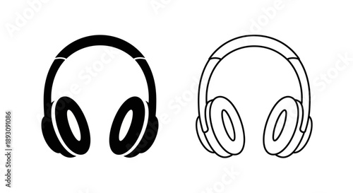 Black and white headphones vector illustration Vector