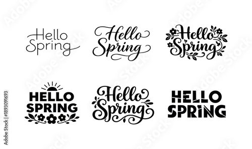 Spring Lettering Variations. Spring Quote Printable. Set lettering. harmonious lettering variations of the same emblematic concept, each with different