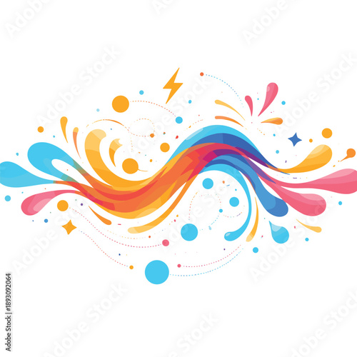 Vibrant energy waves and nature elements illustration