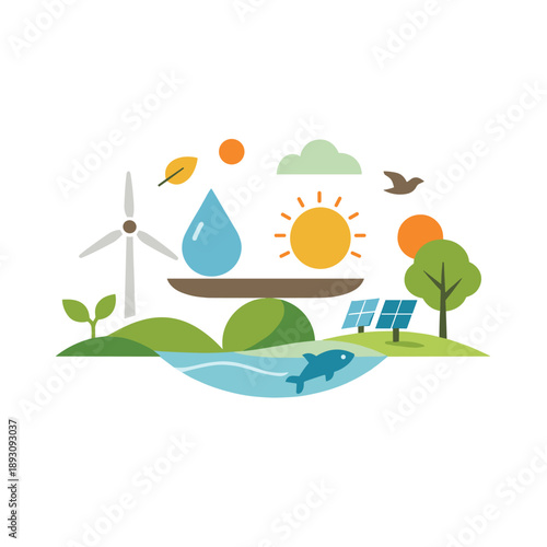 Nature and water conservation graphic design