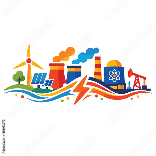 Dynamic energy sources and production illustration