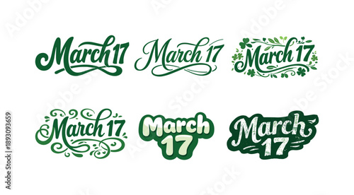 March Typography Variations. March lettering. Set lettering. harmonious lettering variations of the same emblematic concept, each with different artistic