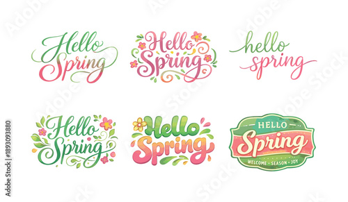 Harmonious Lettering Variations. Soft watercolor calligraphy greetings. Set lettering. harmonious lettering variations of the same emblematic concept, each