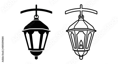 Vintage outdoor hanging lantern light fixture design Vector