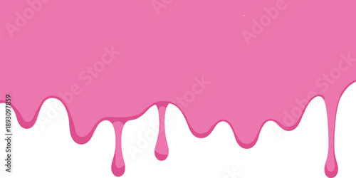 Glossy Pink Ice Cream Dripping Melt Sweet Dessert Liquid Design Element Vector on transparent background