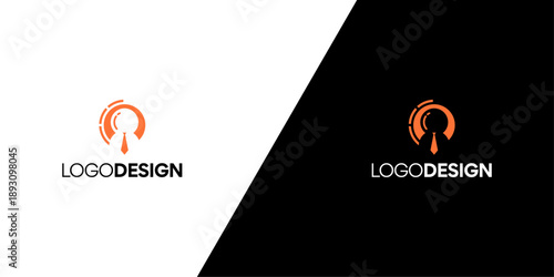 Orange abstract logo design with a droplet and text on a white and black background, professional branding concept