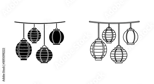 Modern hanging lanterns outdoor decor lighting Vector
