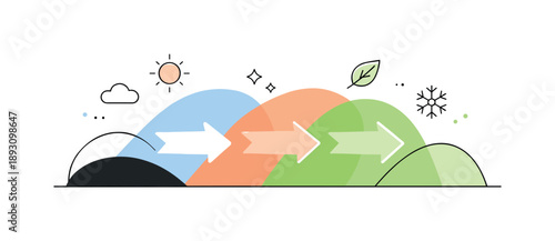 Seasonal Color Transition. Seasonal transition abstraction. A minimal editorial composition where calm accent colors shift directionally across abstract