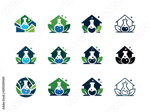 Backyard Science Icons. backyard science experiments. Icon set. Set Logo of backyard science experiments: curious discovery. harmonious logo variations of the