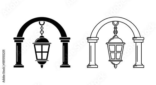 Classic street lamp design vintage lantern lighting Vector