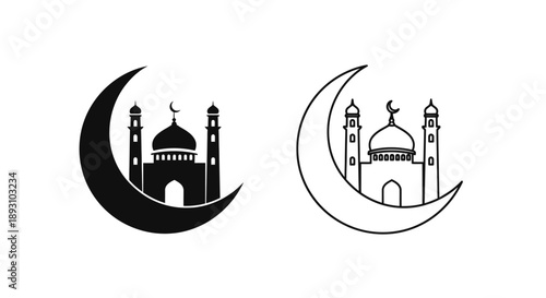 Islamic mosque crescent moon symbol Vector