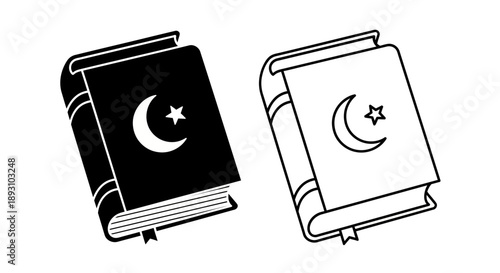 Islamic books black and white religious symbols Vector