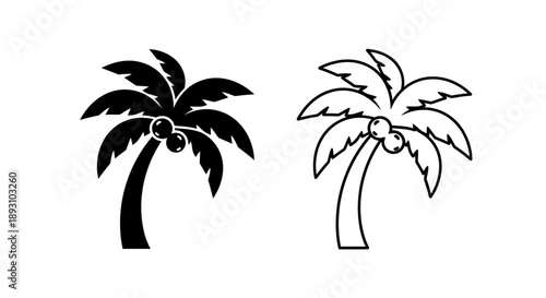 Palm tree silhouette tropical beach illustration Vector