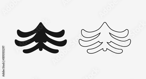 Minimalist pine tree line art illustration Vector