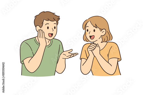 Image Generation. Two people pleasantly surprised by a small unexpected moment, relaxed posture and soft facial expressions