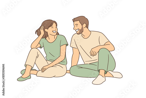 Partners sharing a fun playful pause, relaxed posture and gentle movement suggesting laughter and easy