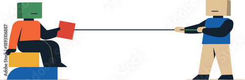 Image Generation. Second abstract geometric figure appears holding one straight connection line as early attempt to organize