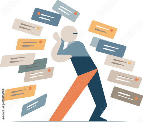 Image Generation. Single abstract geometric figure leans between multiple incoming tiles conveying rising tension from constant