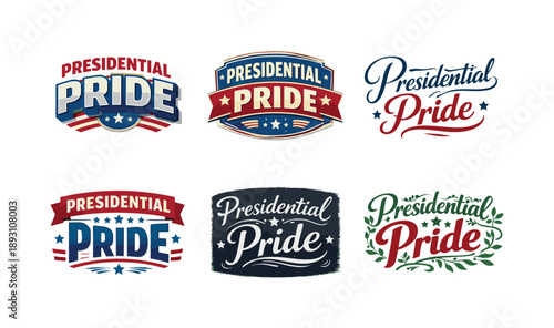 Harmonious Lettering Styles. Presidential pride. Set lettering. harmonious lettering variations of the same emblematic concept, each with different artistic