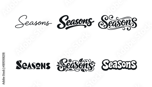 Creative Lettering Showcase. Handcrafted Seasons. Set lettering. harmonious lettering variations of the same emblematic concept, each with different artistic