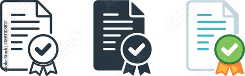 Privacy management context represented by a document page icon bearing a check seal indicating acknowledged consent for data