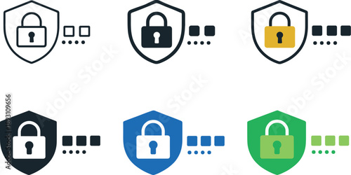 Digital sign in security concept portraying a safeguarded entry point reinforced by protective visual cues, shown as six