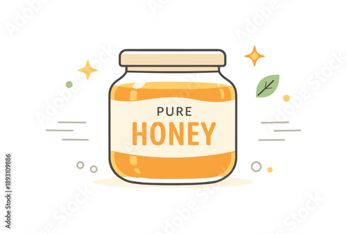 Minimalist Honey Jar. Pure honey minimal. A single jar centered with subtle decorative lines around. Focus on simplicity, natural sweetness, and modern minimal