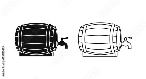 Wooden barrel with spigot illustration Vector