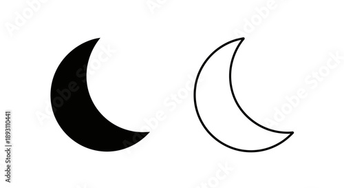Minimalist crescent moon icons set Vector