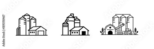 Black and White Silos Grain Storage Farm Design
