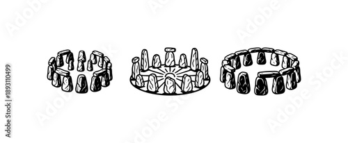 Black and White Stone Circle Ancient Megalith Design