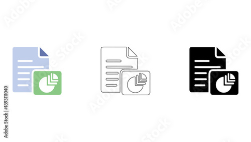 black and white icon of chart document representing reports and analytics