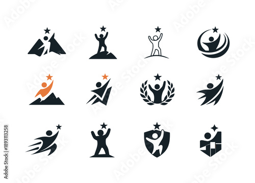 Entrepreneur Icons Set. Entrepreneur lifestyle. Icon set. Set Logo of Entrepreneur lifestyle: personal brand and success icon. harmonious logo variations of