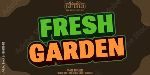 Fresh editable text effect, customizable garden and organic 3d font style