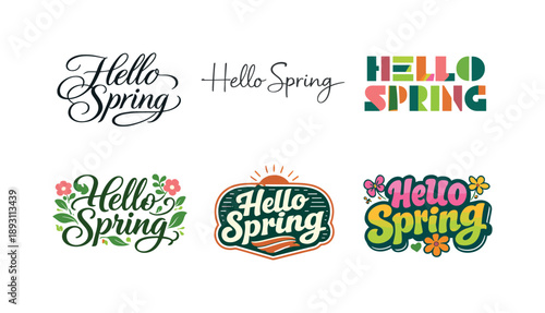 Inspirational Lettering Grid. Spring mood inspirational quote. Set lettering. harmonious lettering variations of the same emblematic concept, each with