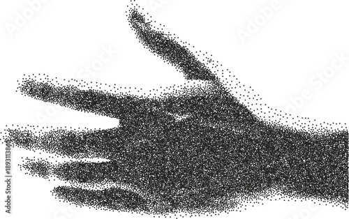 Hand retro y2k stipple design finger halftone brutalist urban vector png with clear background, gesture 2000s photocopy grunge tattoo gen z effect
