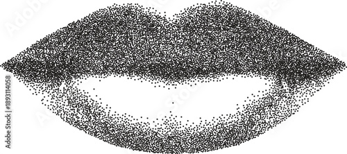 Mouth smile retro y2k stipple design lip halftone brutalist urban vector png with clear background, tongue 2000s photocopy grunge tattoo gen z effect