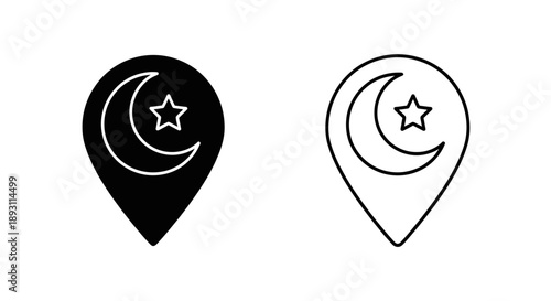 Islamic map pin moon star location symbol Vector